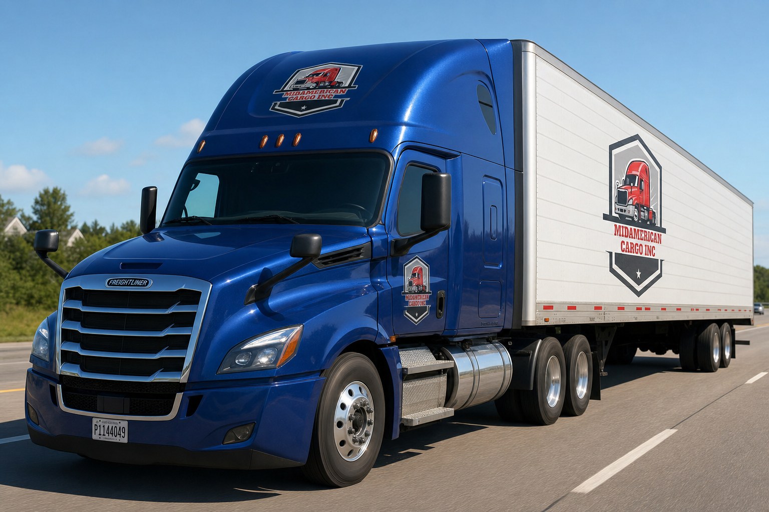 Midamerican Cargo truck in royal blue
